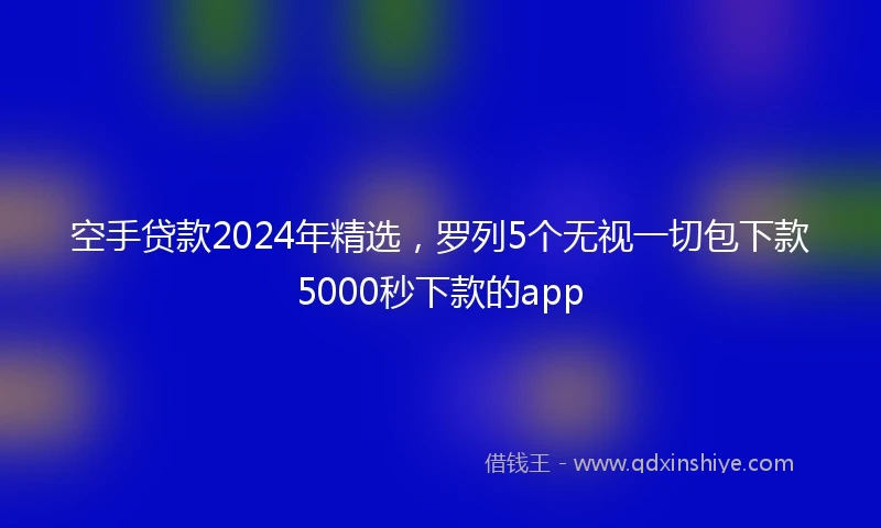 空手贷款2024年精选，罗列5个无视一切包下款5000秒下款的app