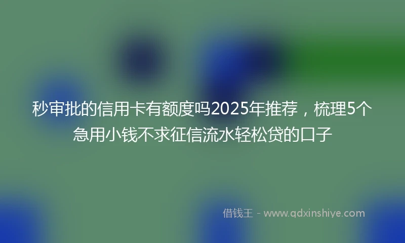 秒审批的信用卡有额度吗2025年推荐，梳理5个急用小钱不求征信流水轻松贷的口子