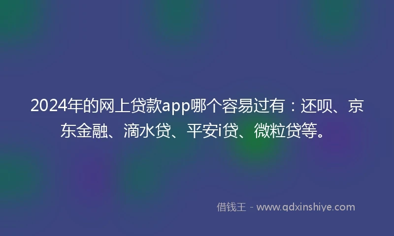 2024年的网上贷款app哪个容易过有：还呗、京东金融、滴水贷、平安i贷、微粒贷等。