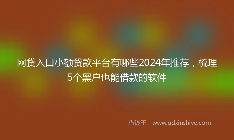 网贷入口小额贷款平台有哪些2024年推荐，梳理5个黑户也能借款的软件
