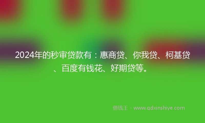 2024年的秒审贷款有：惠商贷、你我贷、柯基贷、百度有钱花、好期贷等。