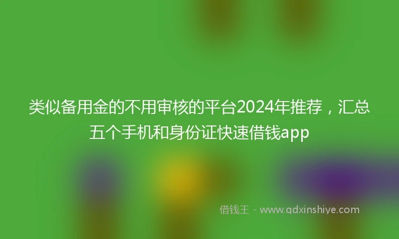 类似备用金的不用审核的平台2024年推荐，汇总五个手机和身份证快速借钱app