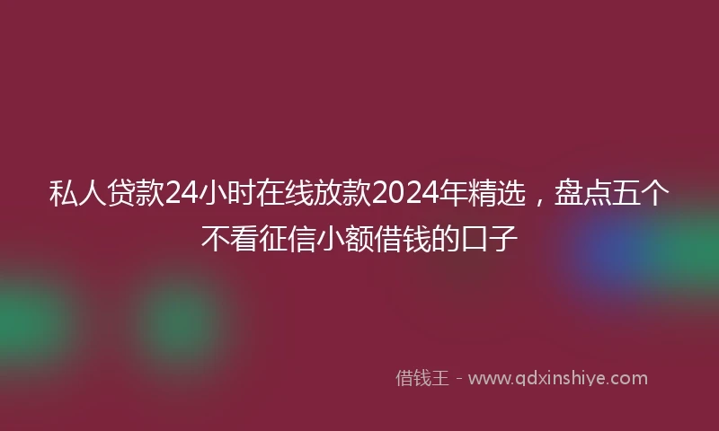 私人贷款24小时在线放款2024年精选，盘点五个不看征信小额借钱的口子