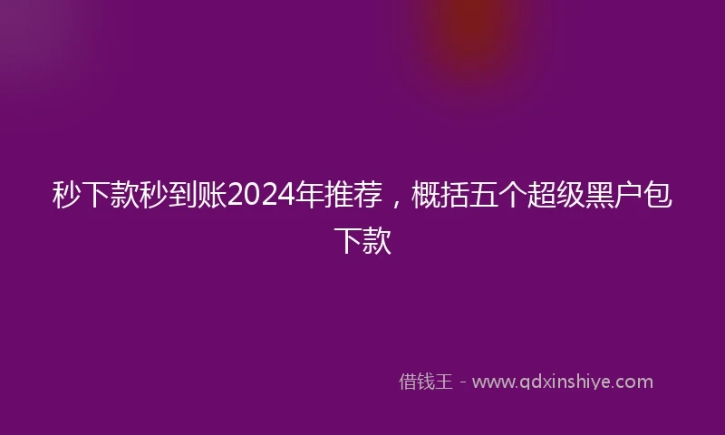 秒下款秒到账2024年推荐，概括五个超级黑户包下款