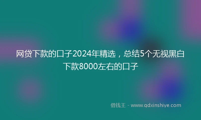 网贷下款的口子2024年精选，总结5个无视黑白下款8000左右的口子
