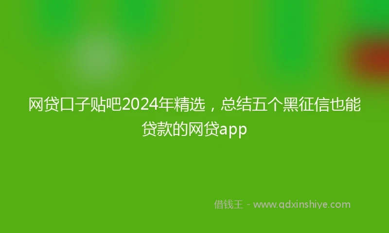 网贷口子贴吧2024年精选，总结五个黑征信也能贷款的网贷app