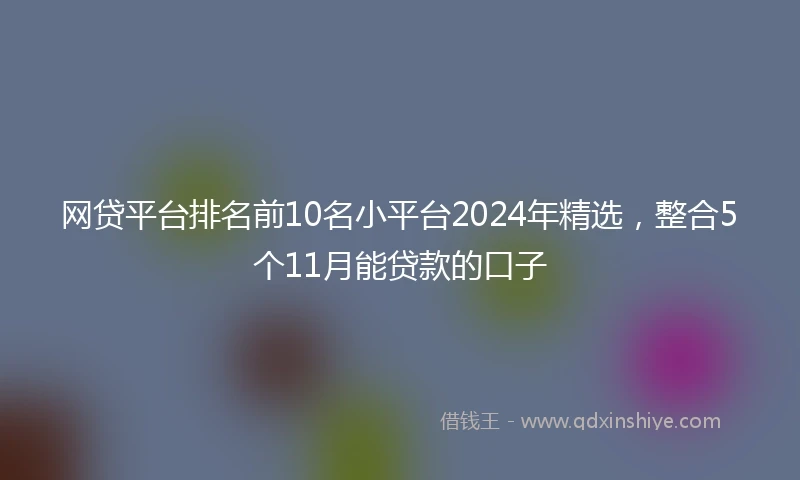 网贷平台排名前10名小平台2024年精选，整合5个11月能贷款的口子