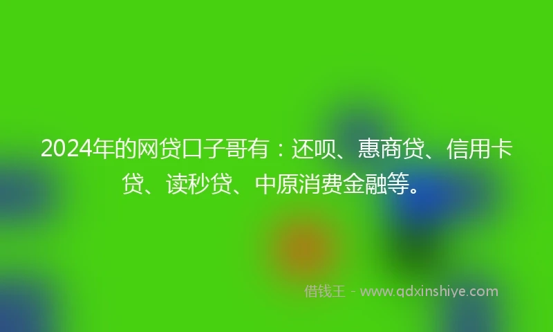 2024年的网贷口子哥有：还呗、惠商贷、信用卡贷、读秒贷、中原消费金融等。