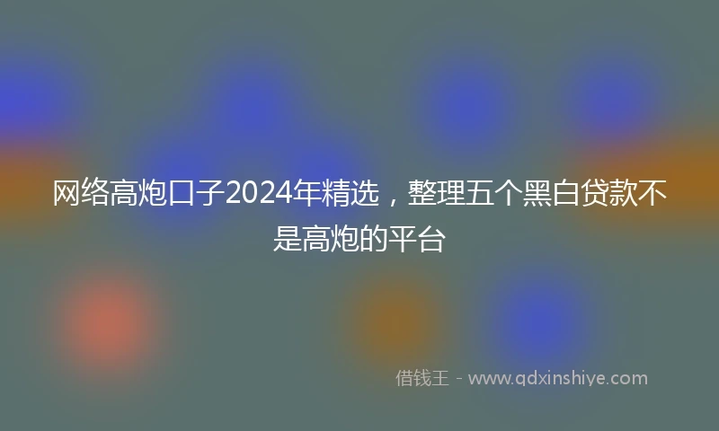 网络高炮口子2024年精选，整理五个黑白贷款不是高炮的平台