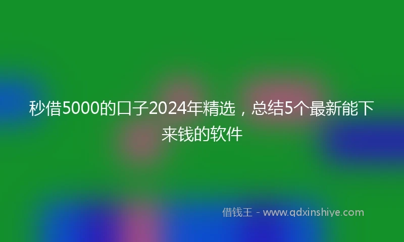 秒借5000的口子2024年精选，总结5个最新能下来钱的软件