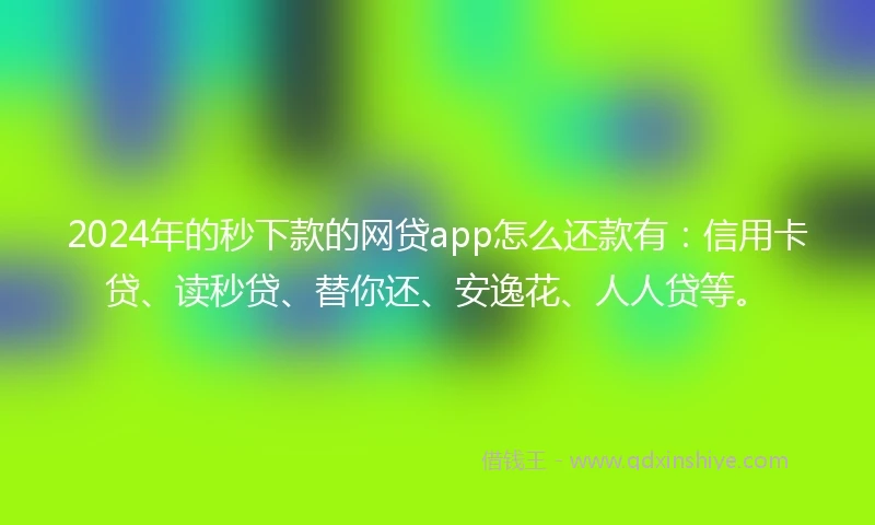 2024年的秒下款的网贷app怎么还款有：信用卡贷、读秒贷、替你还、安逸花、人人贷等。