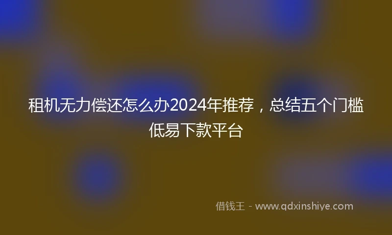 租机无力偿还怎么办2024年推荐，总结五个门槛低易下款平台