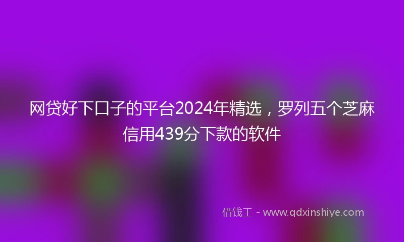 网贷好下口子的平台2024年精选，罗列五个芝麻信用439分下款的软件
