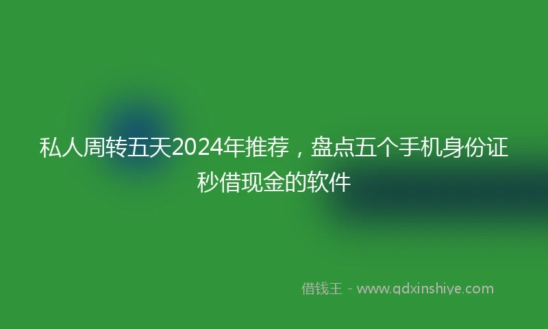 私人周转五天2024年推荐，盘点五个手机身份证秒借现金的软件