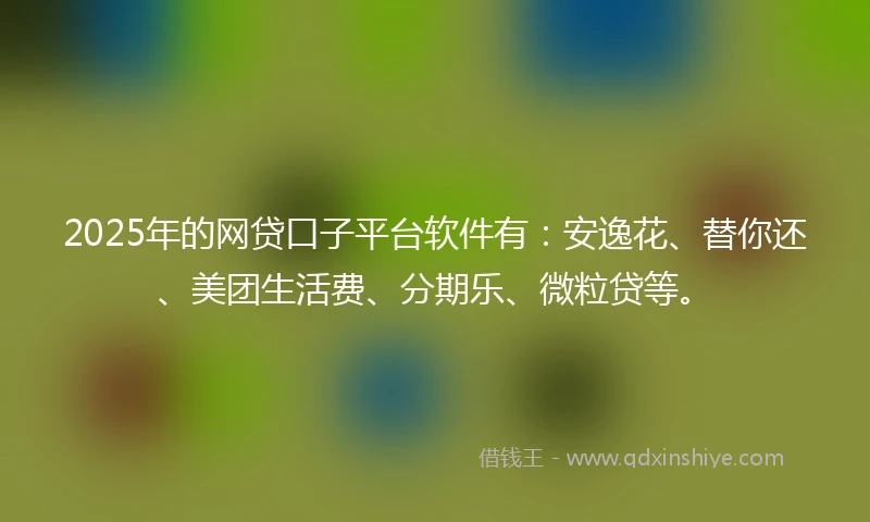 2025年的网贷口子平台软件有：安逸花、替你还、美团生活费、分期乐、微粒贷等。