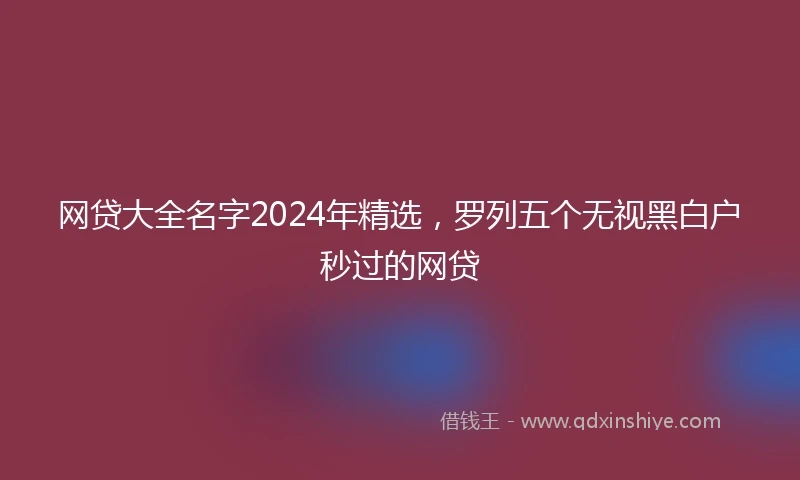 网贷大全名字2024年精选，罗列五个无视黑白户秒过的网贷