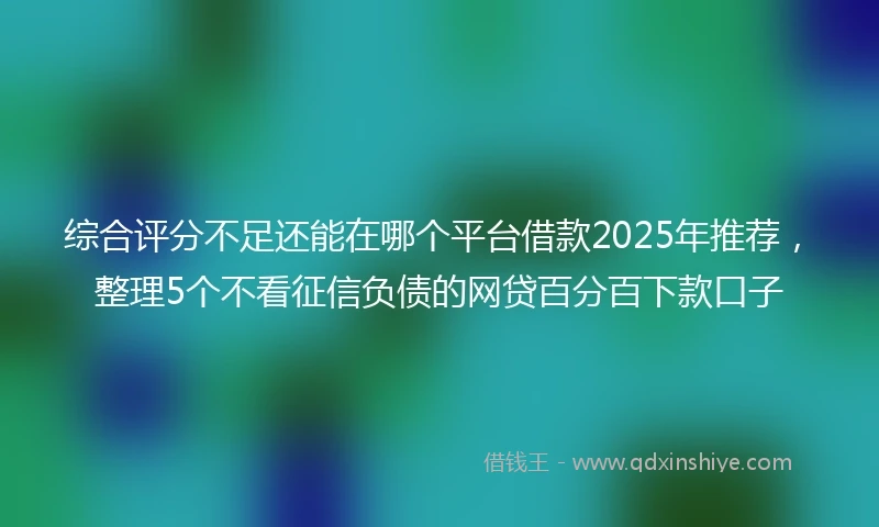 综合评分不足还能在哪个平台借款2025年推荐，整理5个不看征信负债的网贷百分百下款口子