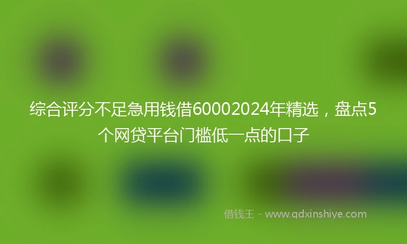 综合评分不足急用钱借60002024年精选，盘点5个网贷平台门槛低一点的口子