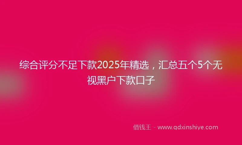 综合评分不足下款2025年精选，汇总五个5个无视黑户下款口子