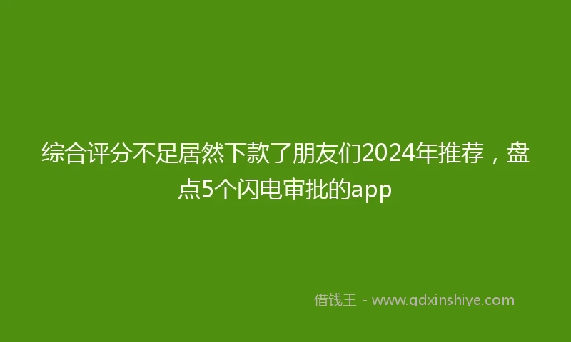 综合评分不足居然下款了朋友们2024年推荐，盘点5个闪电审批的app
