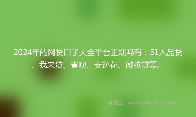 2024年的网贷口子大全平台正规吗有：51人品贷、我来贷、省呗、安逸花、微粒贷等。