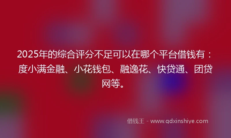 2025年的综合评分不足可以在哪个平台借钱有：度小满金融、小花钱包、融逸花、快贷通、团贷网等。