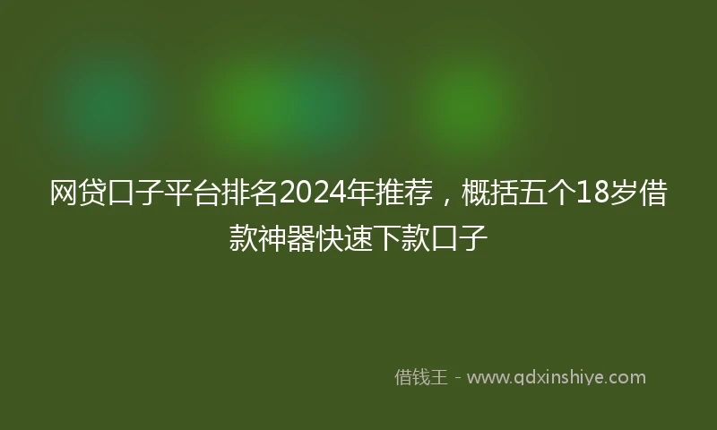 网贷口子平台排名2024年推荐，概括五个18岁借款神器快速下款口子