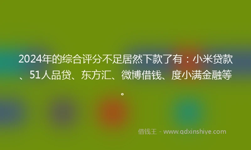 2024年的综合评分不足居然下款了有：小米贷款、51人品贷、东方汇、微博借钱、度小满金融等。