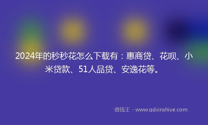 2024年的秒秒花怎么下载有：惠商贷、花呗、小米贷款、51人品贷、安逸花等。