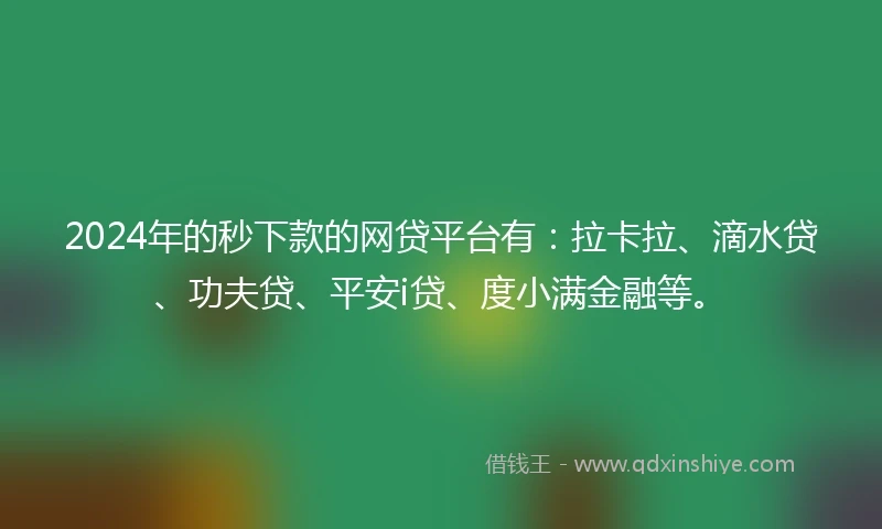 2024年的秒下款的网贷平台有：拉卡拉、滴水贷、功夫贷、平安i贷、度小满金融等。