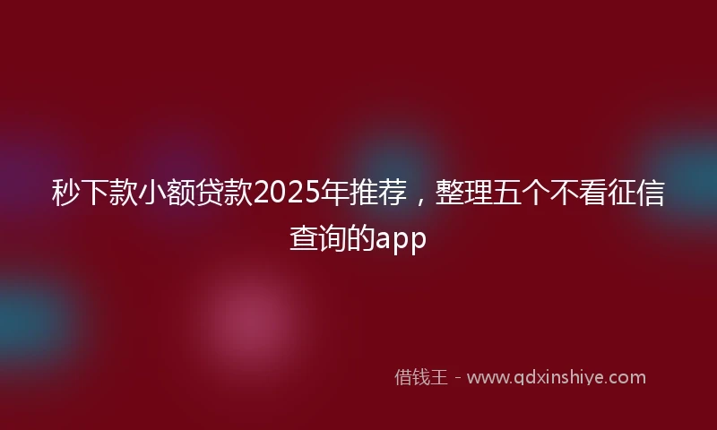 秒下款小额贷款2025年推荐，整理五个不看征信查询的app