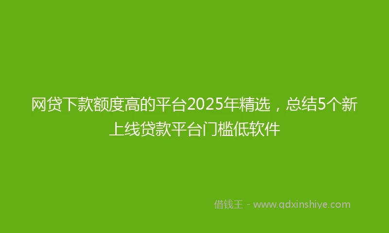 网贷下款额度高的平台2025年精选，总结5个新上线贷款平台门槛低软件