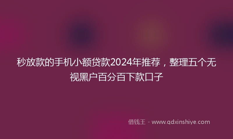 秒放款的手机小额贷款2024年推荐，整理五个无视黑户百分百下款口子