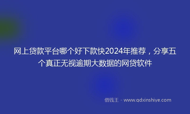 网上贷款平台哪个好下款快2024年推荐，分享五个真正无视逾期大数据的网贷软件