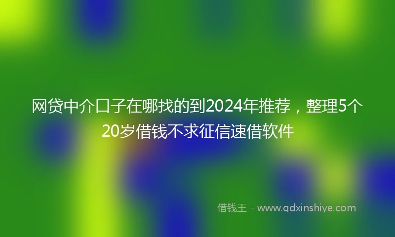 网贷中介口子在哪找的到2024年推荐，整理5个20岁借钱不求征信速借软件