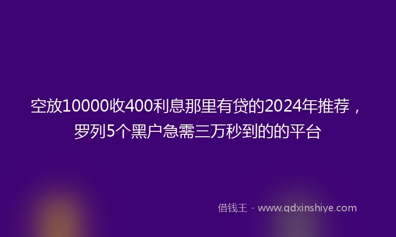 空放10000收400利息那里有贷的2024年推荐，罗列5个黑户急需三万秒到的的平台