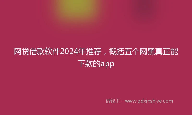 网贷借款软件2024年推荐，概括五个网黑真正能下款的app