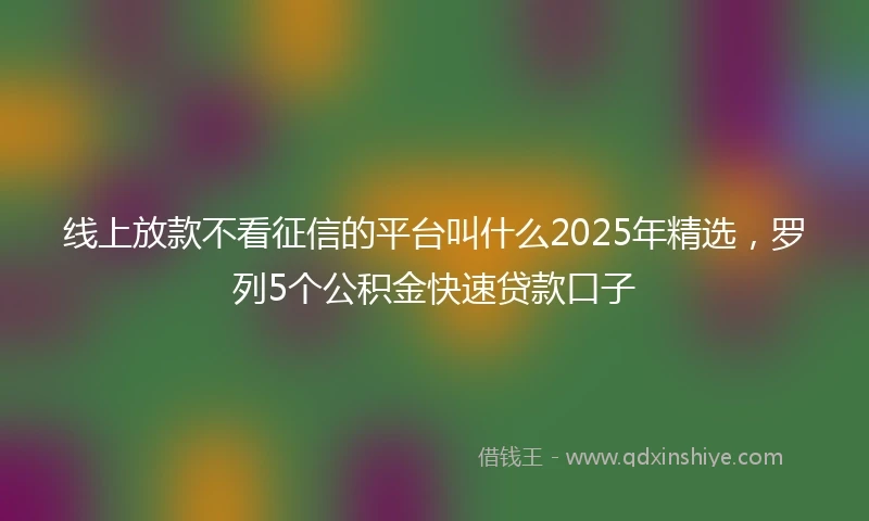 线上放款不看征信的平台叫什么2025年精选，罗列5个公积金快速贷款口子