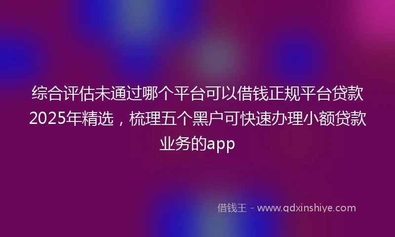 综合评估未通过哪个平台可以借钱正规平台贷款2025年精选，梳理五个黑户可快速办理小额贷款业务的app