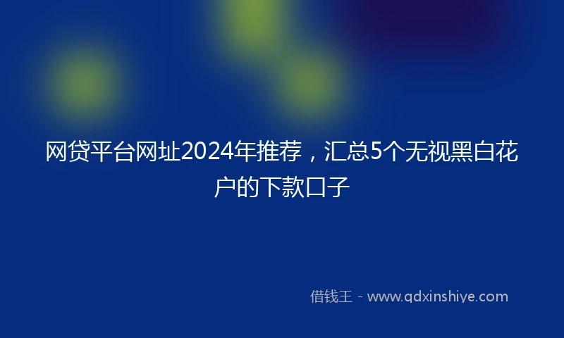 网贷平台网址2024年推荐，汇总5个无视黑白花户的下款口子
