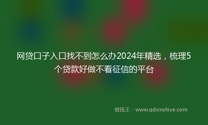 网贷口子入口找不到怎么办2024年精选，梳理5个贷款好做不看征信的平台