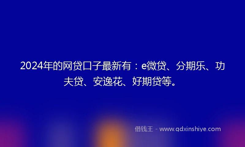 2024年的网贷口子最新有：e微贷、分期乐、功夫贷、安逸花、好期贷等。