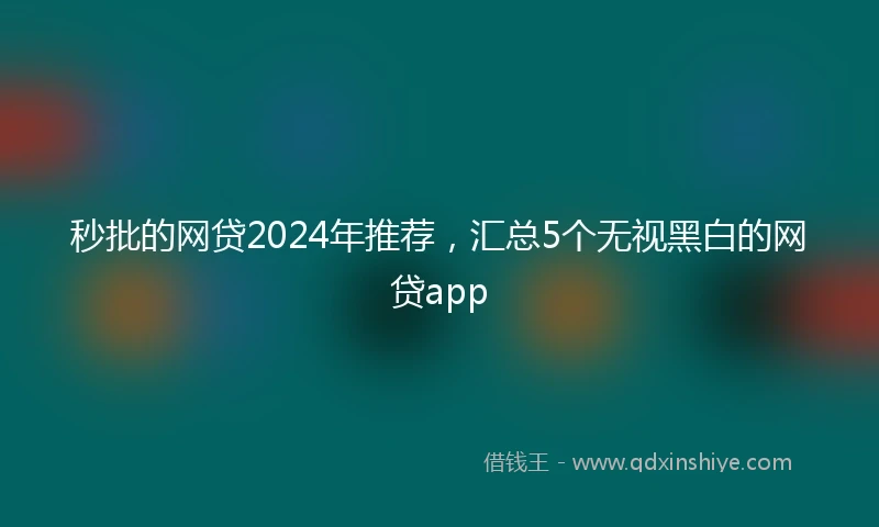 秒批的网贷2024年推荐，汇总5个无视黑白的网贷app