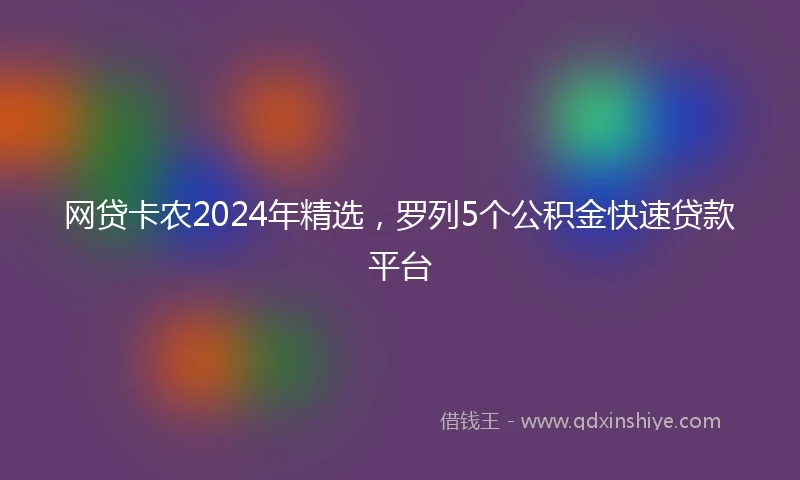 网贷卡农2024年精选，罗列5个公积金快速贷款平台
