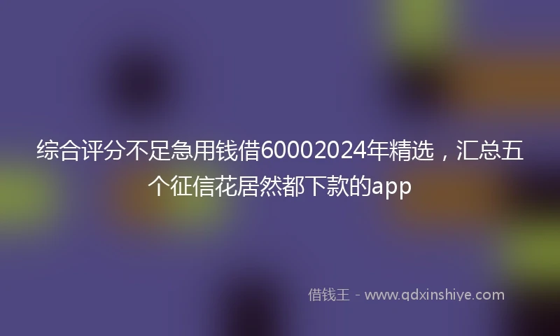 综合评分不足急用钱借60002024年精选，汇总五个征信花居然都下款的app