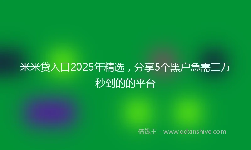 米米贷入口2025年精选，分享5个黑户急需三万秒到的的平台
