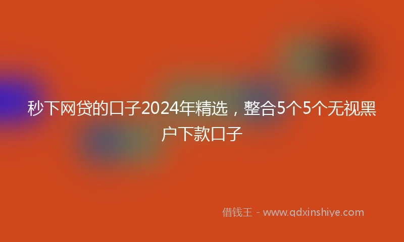 秒下网贷的口子2024年精选，整合5个5个无视黑户下款口子