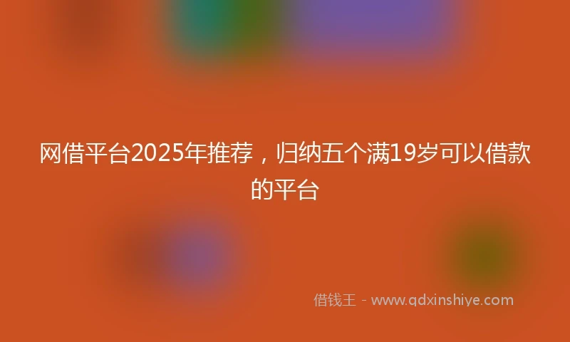 网借平台2025年推荐，归纳五个满19岁可以借款的平台