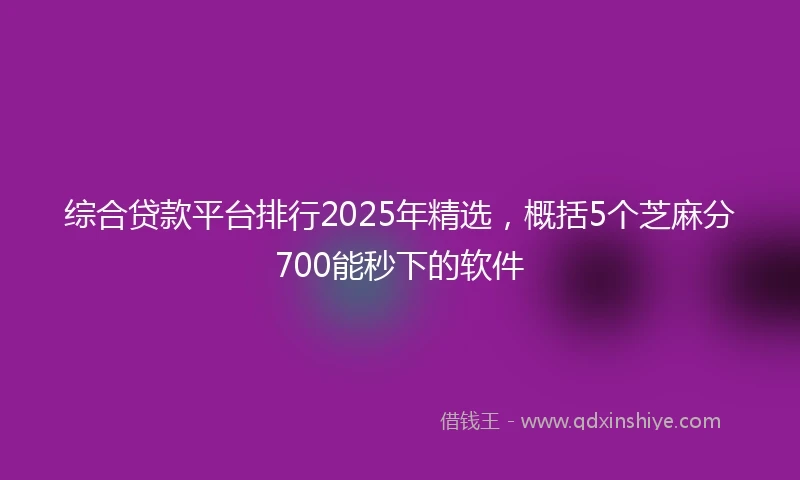 综合贷款平台排行2025年精选，概括5个芝麻分700能秒下的软件