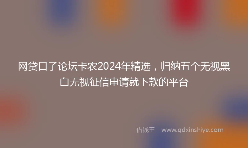网贷口子论坛卡农2024年精选，归纳五个无视黑白无视征信申请就下款的平台